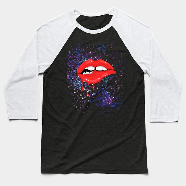 Space lips Baseball T-Shirt by deadlydelicatedesigns